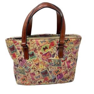 Fossil butterfly mail stamps medium Leather multi color Cross body hooks BoxU